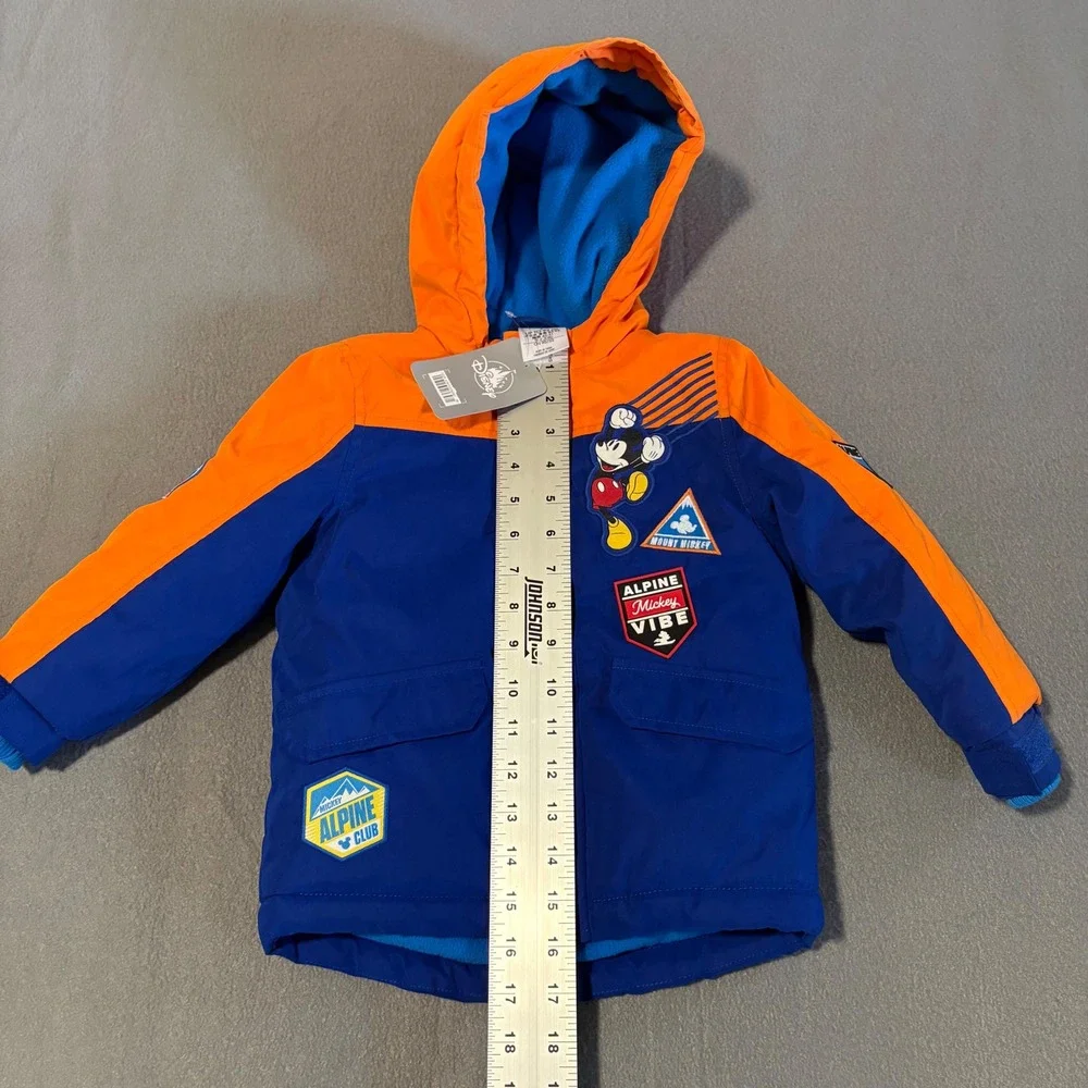Disney Mickey Mouse Puffer Jacket Toddler Boys 2 Blue Orange Alpine Vibe Hooded